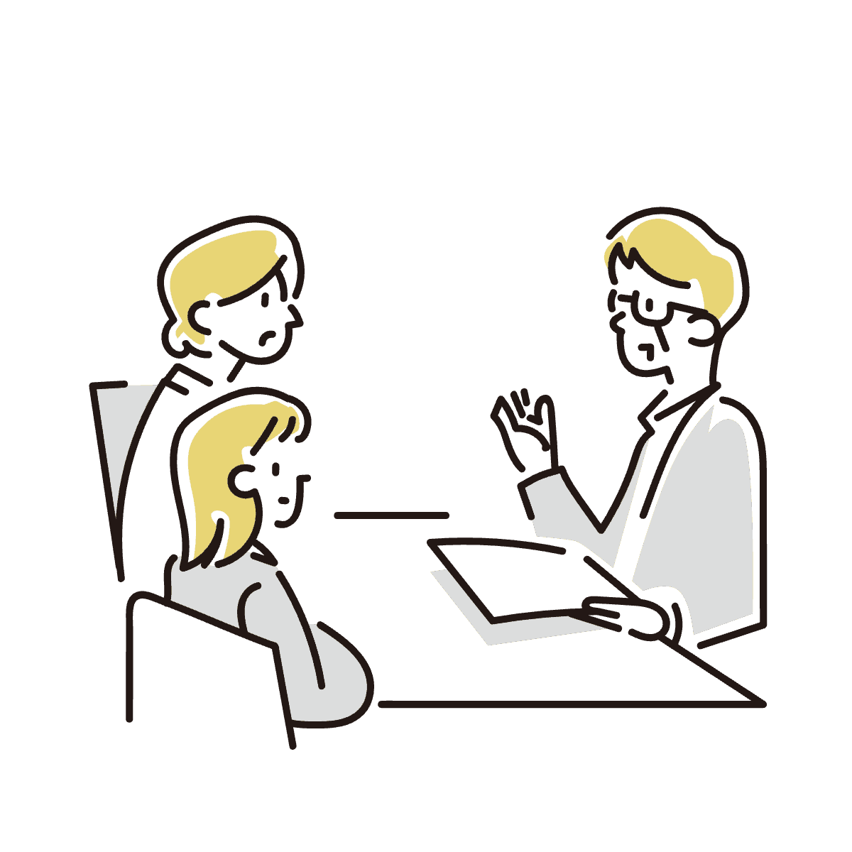 オンラインでマンツーマン相談をしているイラスト
