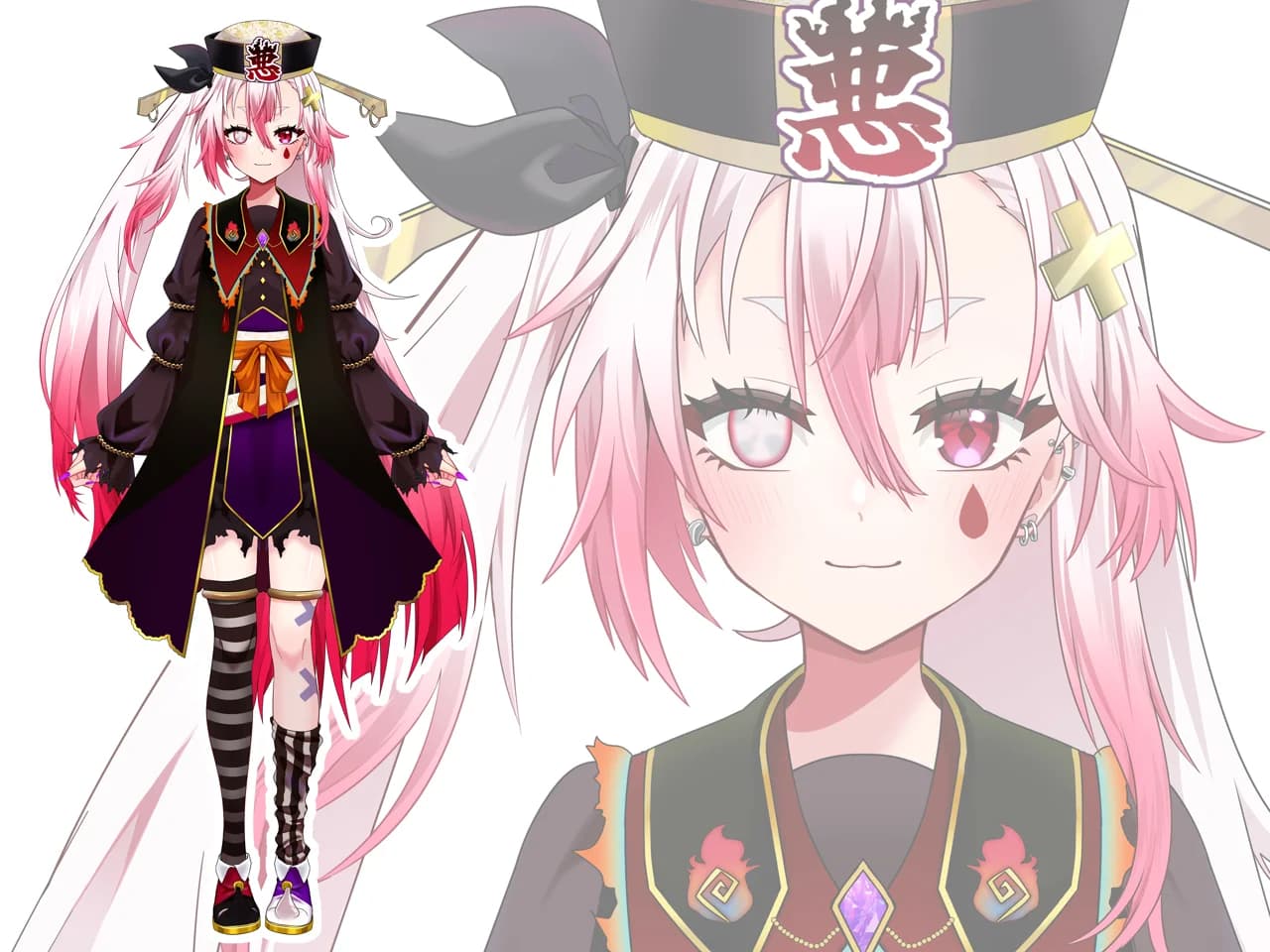 Live2D用立ち絵制作・パーツ分け・モデリングの違いの参考画像